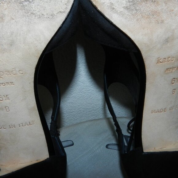 Kate Spade New York Cate Black Open Toe Suede Leather T-Strap Heels Size 6.5 - Picture 15 of 16